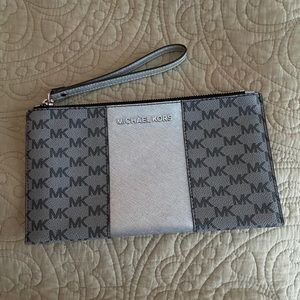 Michael Kors silver and black wristlet NWOT